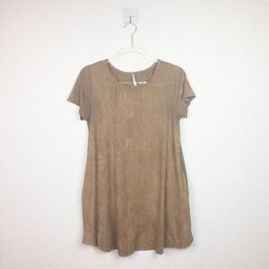 • MITTOSHOP • Brown Faux Suede Dress w/Pockets
